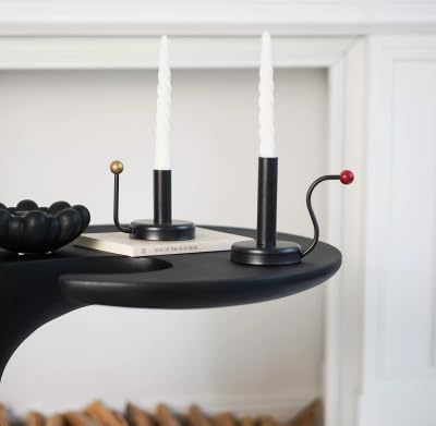 Black Iron Taper Candle Holder,Vintage Candlestick Holder Candlelight Stand for Farmhouse Decor Table Decoration (Black-Gold)