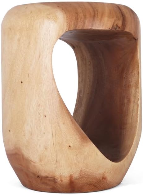 Rutledge & King Naples Wood End Table - Small Round Side Table - Suar Wood Side Table - Round Nightstand/Small Accent Table - Round End Tables Living Room - Wooden Side Table