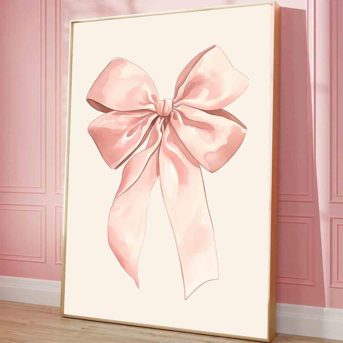 ashion Vintage Canvas Wall Art Watercolor Pink Bow Poster Print 16x24inch no frame
