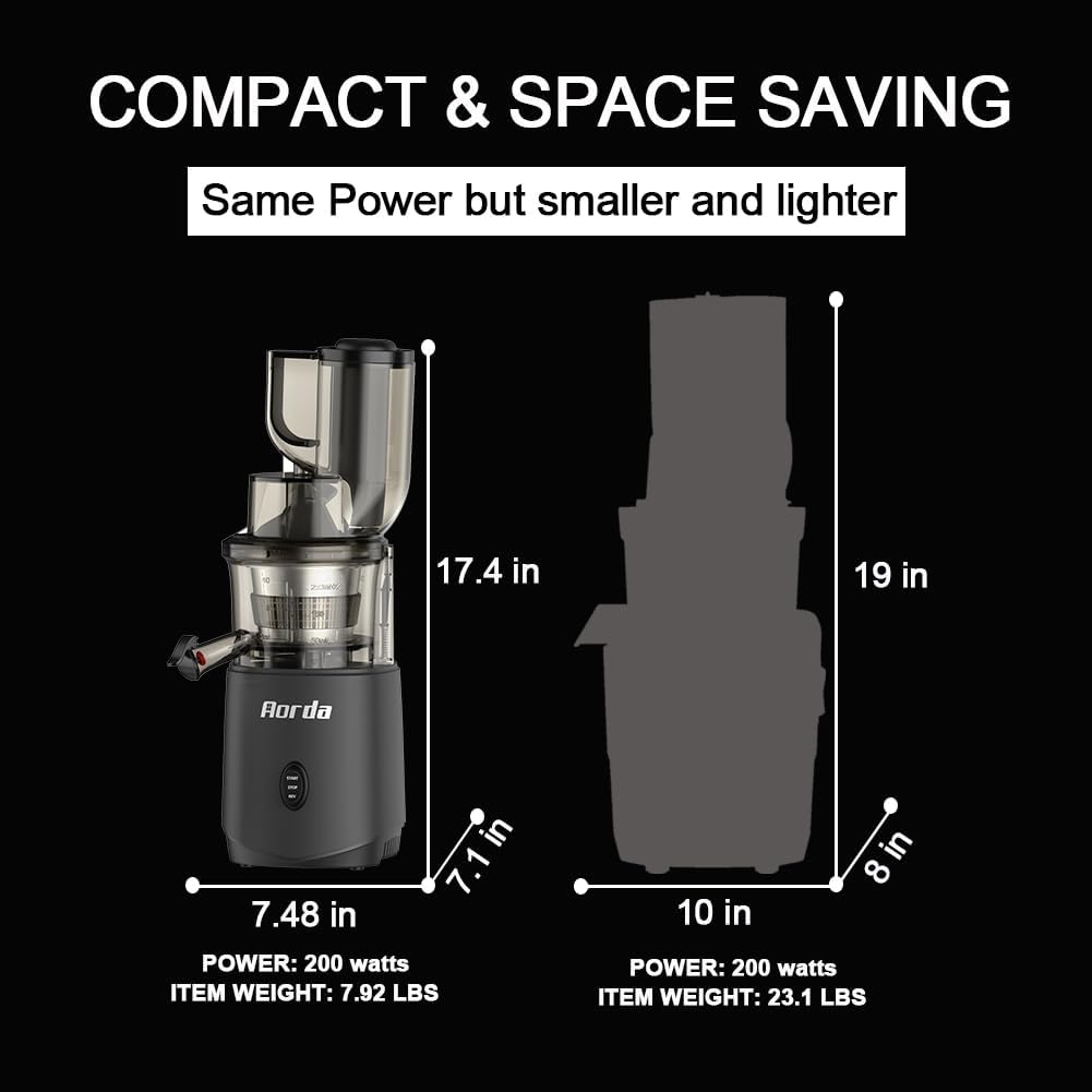 Slow Cold Press Juicer Machines: Masticating Cold Pressed Compact Juicer For Vegetable And Fruit Easy To Clean, Silver Grey
