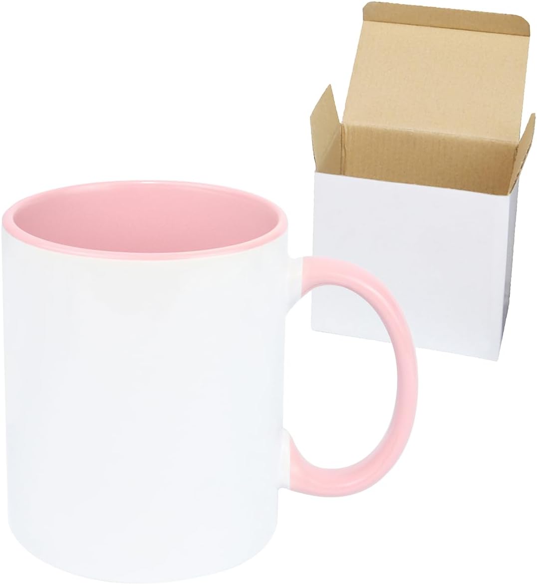 11oz Ceramic Sublimation Coffee Mug in White Gift Box, Case of 36 (Pink)