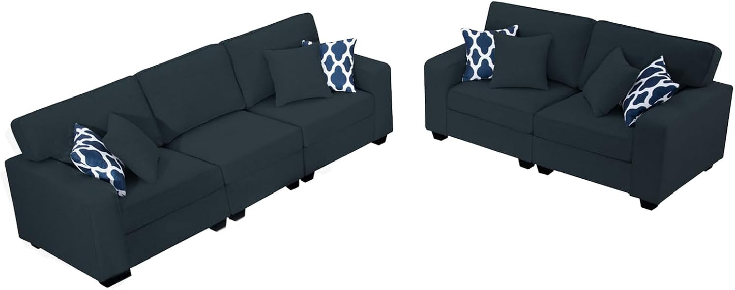 L Lengend Vansen Modular Sectional Sofa U Shaped Couch with Ottoman Modern Reversible Corner Sectional Couch for Living Room (Charcoal, 2+3)