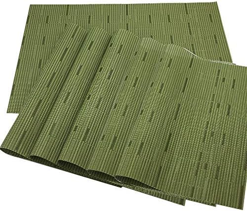 Red-A Placemats Set of 6 for Dining Table Heat-Resistant Washable Place Mats Woven Vinyl Kitchen Table Mats Easy to Clean,Green