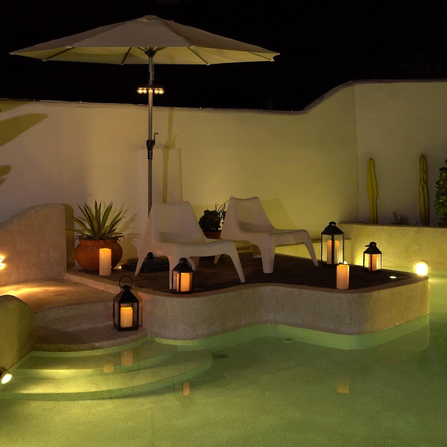 5plots 4" x 8" Single Waterproof Outdoor Flameless Candles, Battery Operated Flickering LED Pillar Candles with Remote and Timers for Indoor Outdoor Lanterns, Long Lasting, Large