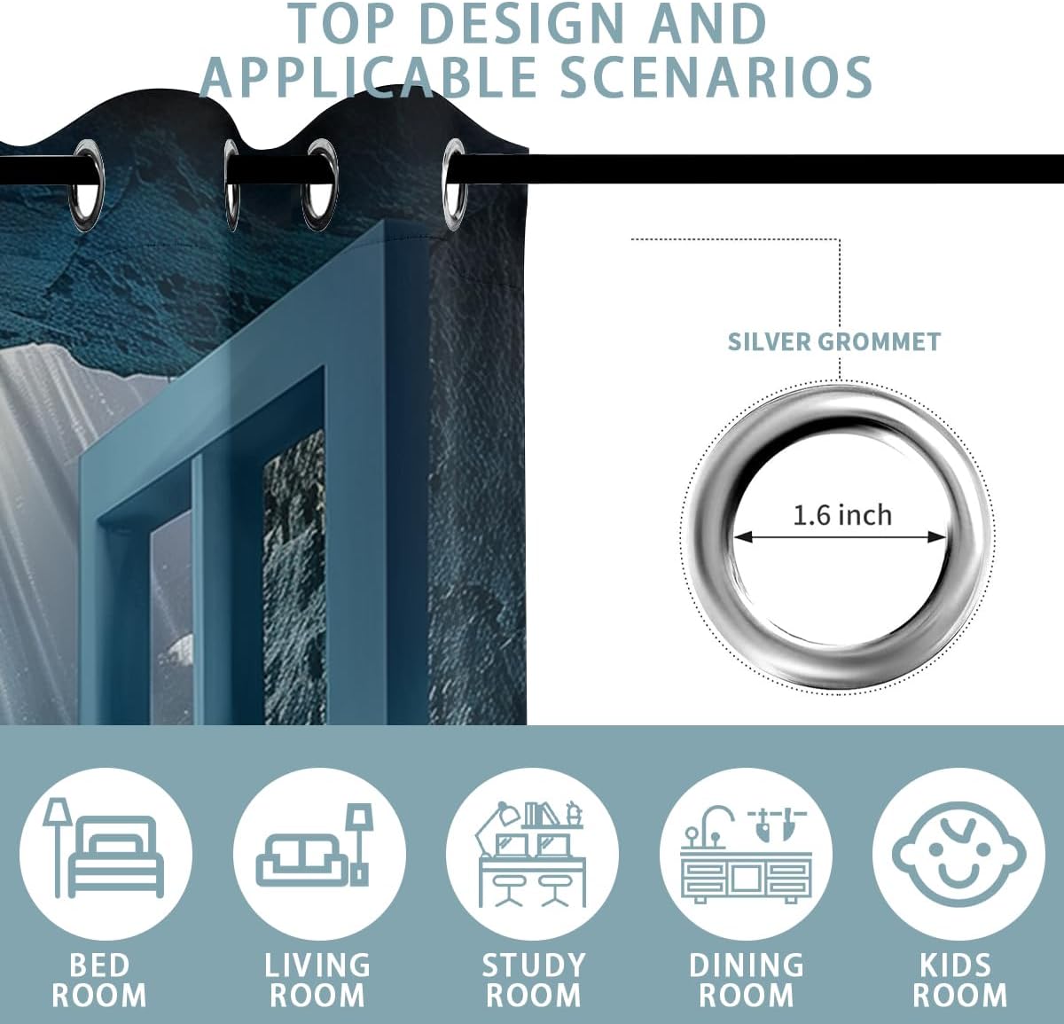 Ocean Fishs Blackout Curtains for Girls Boys Home Decor, Underwater Tropical Fish Undersea Coral Grommet Thermal Insulated Drapes Darkening Window Curtain for Bedroom Living Room, 84 x 84 Inch