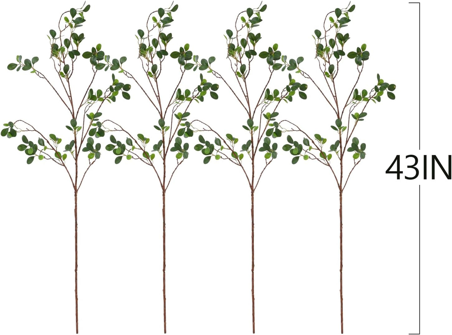 ucky Artificial Realistic Eucalyptus Stems,Decoration Greenery Stems ,43 Inch 4 Pcs, Realistic Touch Flexible Branches, Green Fake Plant, for Home Decor Tables Vases Garden Decoration