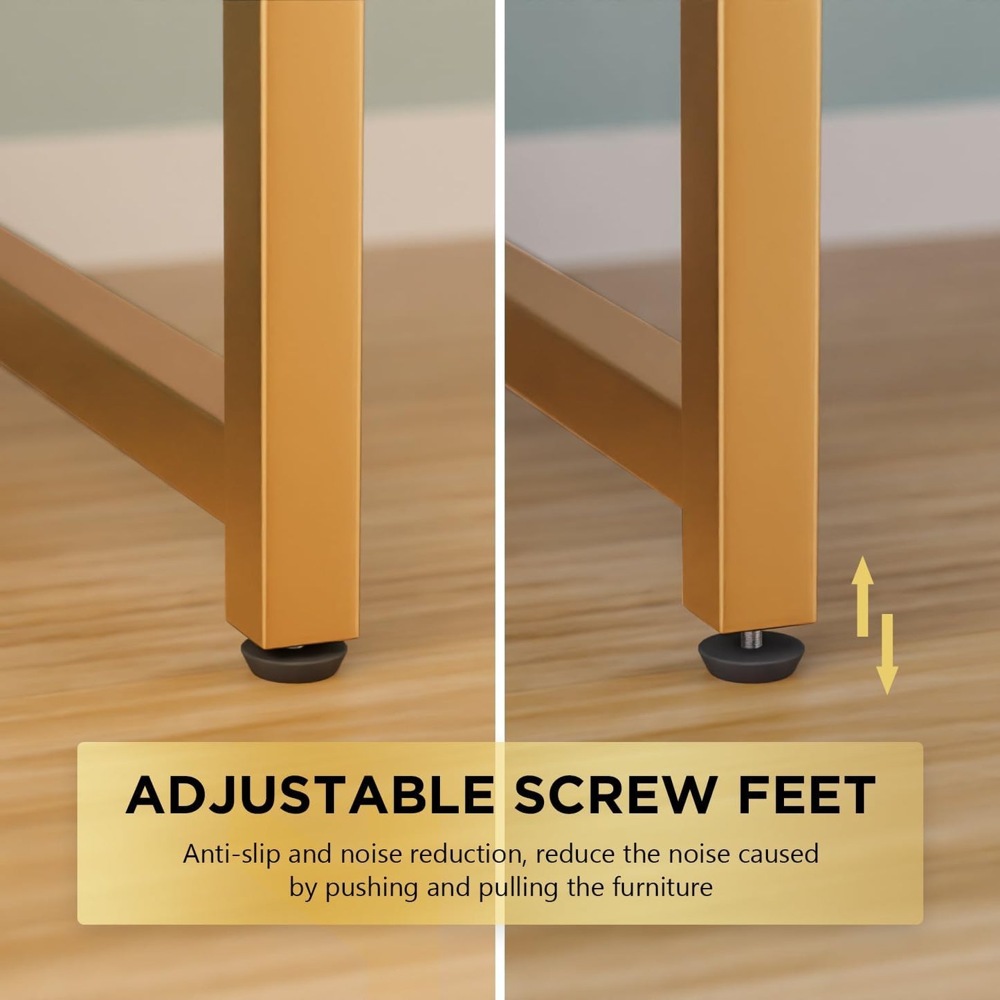 PayLessHere | 39 Inch Computer Desk | White Gold | Office Desk with Metal Frame, Adjustable Feet | Water-Resistant, Scratchproof Surface | Sturdy Writing Table for Home Office or Study | Pack of 1