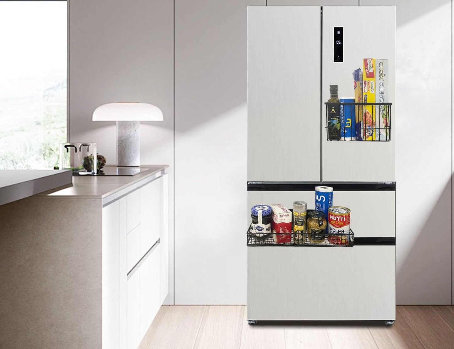 Bruda 2 Pack Magnetic Storage Rack for Spice, Magnetic Organization Shelf for Refrigerator, Fridge, Washing Machine, Oven, Coffee Maker, Metal Peg Board, Stacked Washer and Dryer 010