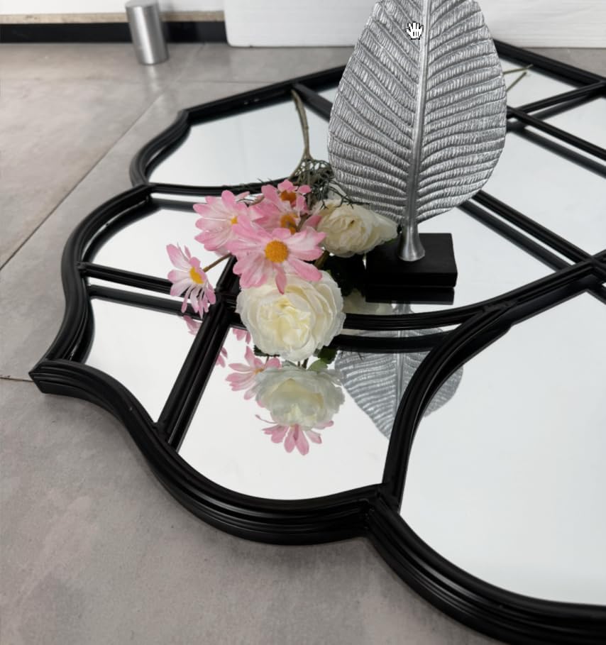 Window Mirror Pane, Black Metal Frame, Cathedral Arched Wall Mirrors Decorative Over Fireplace Mantel, Farmhouse Decorations for Dining Living Room Hallway Entryway