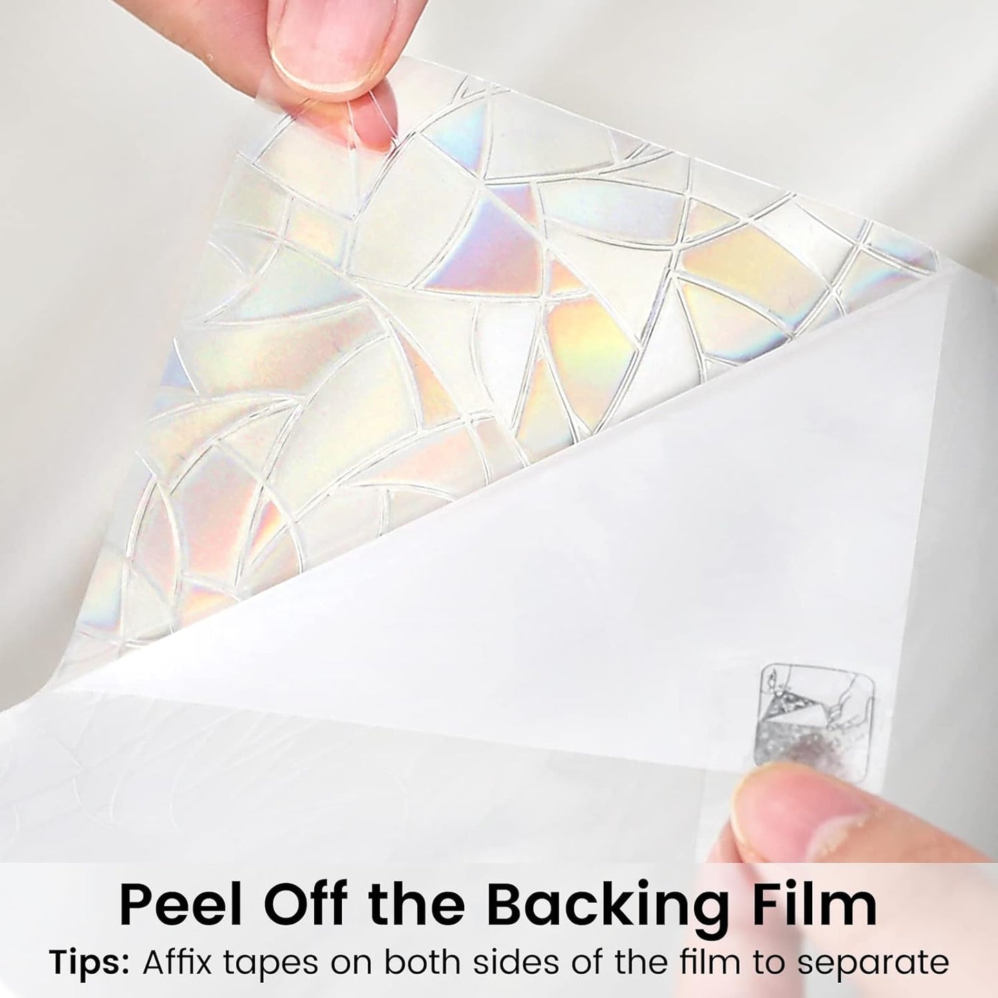 DOWELL Window Privacy Film, Rainbow Window Film, Decorative Stained Glass Clings, Static Cling Door Sticker, Non-Adhesive 3D Decals for Home UV Protection, 35.4 x 157.5 inches