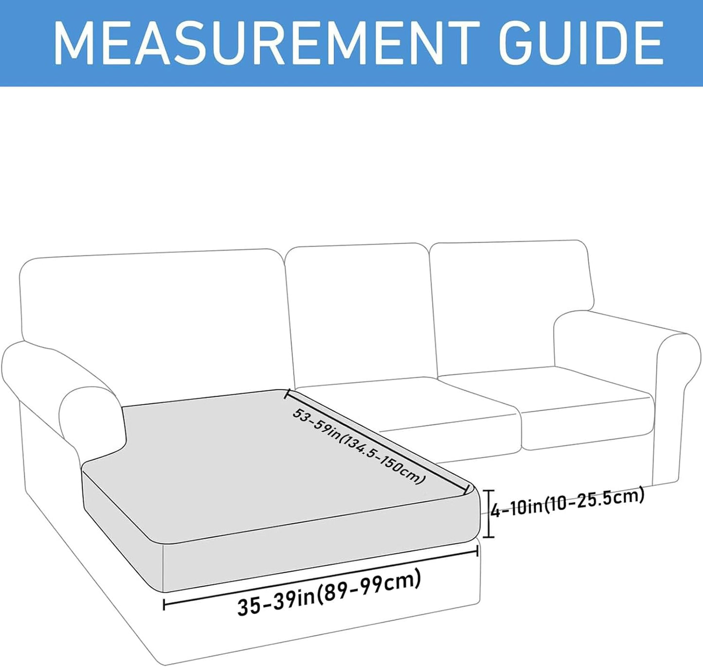 hyha Waterproof Couch Cushion Covers, Sectional Sofa Slipcovers Washable, L Shape Chaise Dog Couch Covers for Sectional Sofa, Universal Furniture Protector (1 Piece for Chaise, Navy)