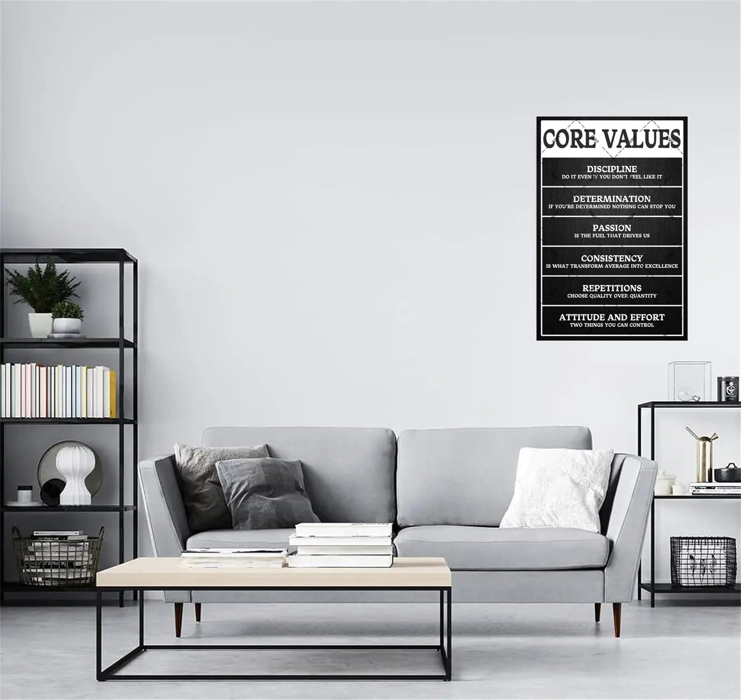 Core Values Motivational Metal Tin Sign - 12x8 Inch Inspirational Wall Art Poster, Positive Quote Office Decor for Workplace, Living Room, Bathroom, Home & Gym - Rustic Vintage Home Decoration Gift