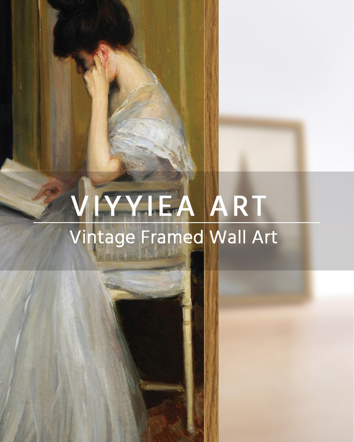 VIYYIEA Framed Canvas Wall Art Home Decor Portrait Art for Living Room Women Reading Pictures Bedroom Bathroom Wall Decor Mid Century Lady Oil Painting Room Decor Vintage Prints Aesthetic 11x14in