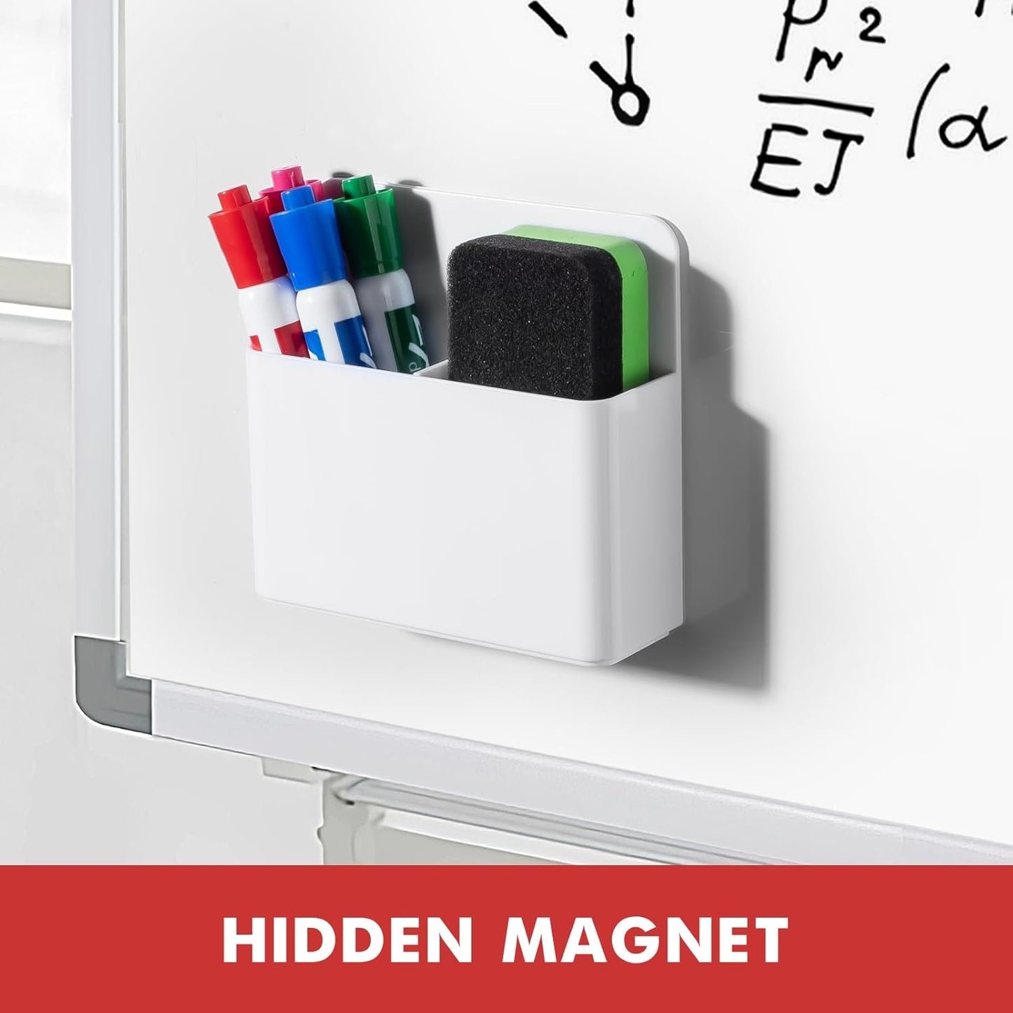 BEYGORM 2 Pack Plastics Magnetic Pen Holder for Refrigerator, Dry Erase Marker Holder for Whiteboard,Magnet School Locker Organizer Accessories, Pencil Cup, Pen Caddy, Classroom Organization(White)