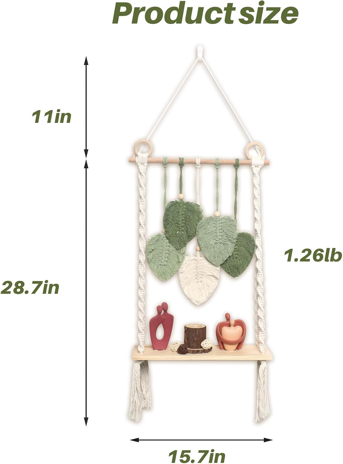 Macrame Wall Hanging Bohemian Woven Tapestry Chic Woven Leaf Tassels Decoration Handmade Wall Art Home Decor for Apartments, Dorms, Living Rooms, Bedrooms, Nursery Backdrop