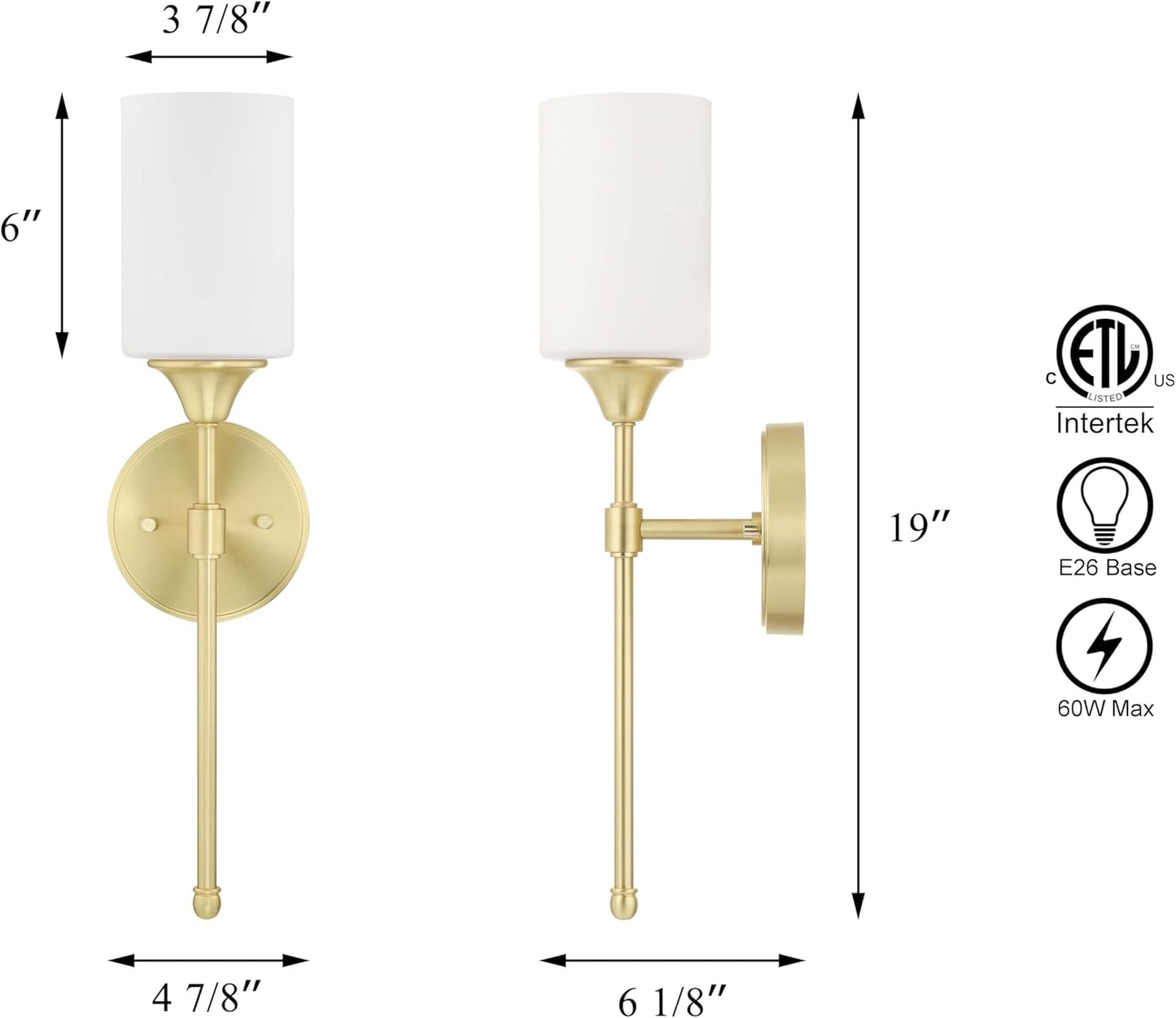 XiNBEi Lighting Wall Sconce, Bathroom Vanity Light with Glass, Classic Wall Fixture Satin Brass Finish for Bathroom XB-W1216-SB