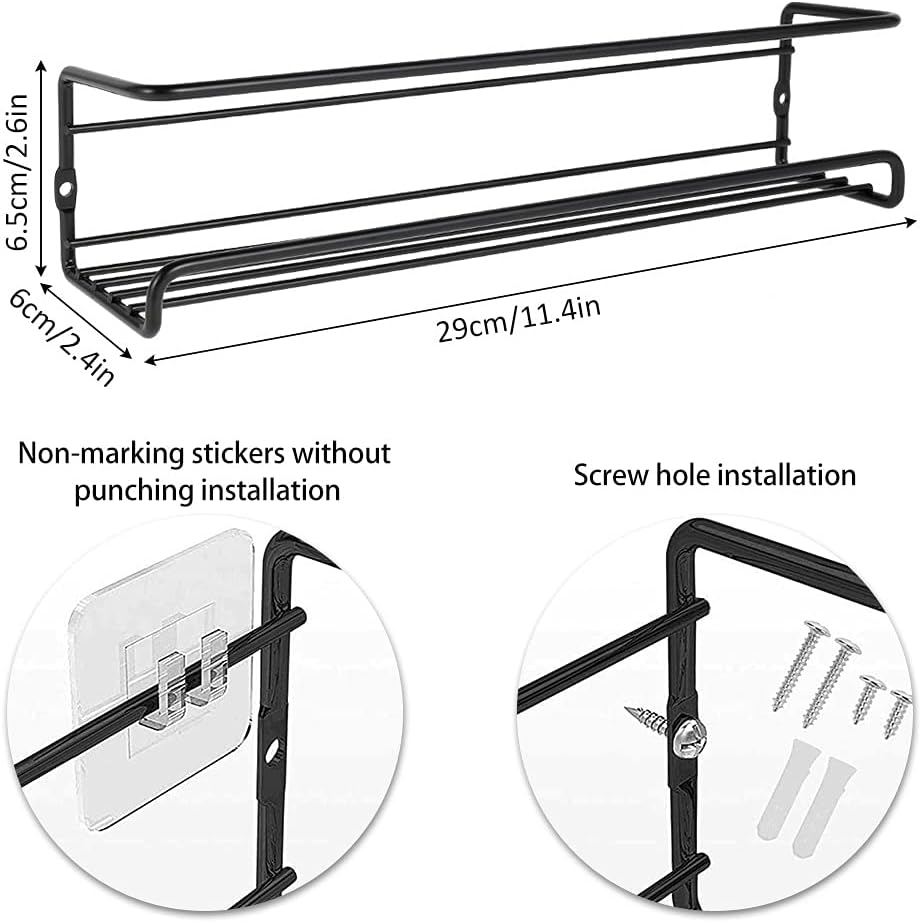 Spice Rack Organiser Hanging Spice Shelves Carbon Steel Wall Mount Spice Rack Kitchen Storage Racks Storage Spices and Condiments Spice Jars for Kitchen Cabinet Cupboard Pantry Door (4)
