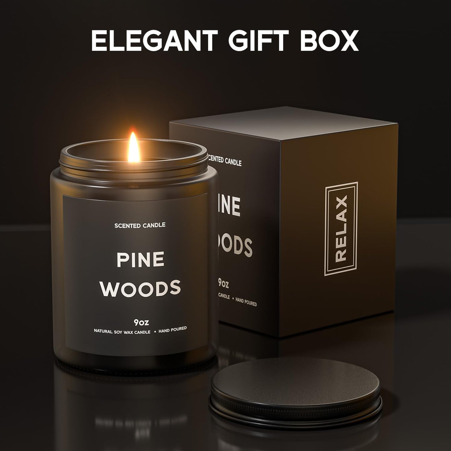 Pine Woods Candle, 9oz Scented Candle for Men, Scented Candles for Home, Gifts for Men, Personalized Blessing Minimalist Men's Gifts