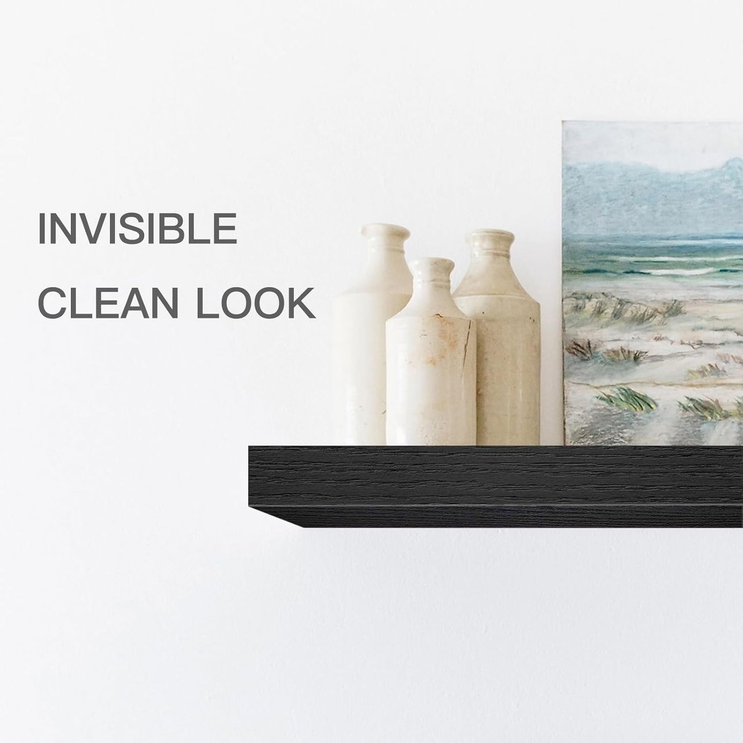 QEEIG Floating Shelf for Wall Bathroom Shelves Bedroom Kitchen Living Room Farmhouse Small Book Shelf 16 inch Set of 1, Black (015-B1)