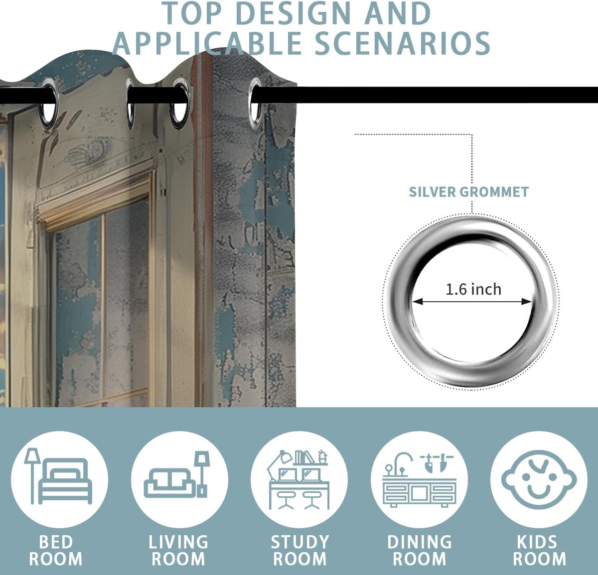 Landscape Blackout Curtains for Girls Boys Home Decor, Cow Sunset Grassland Mountain Natural Scenery Grommet Thermal Insulated Drapes Darkening Window Curtain for Bedroom Living Room, 42 x 45 Inch