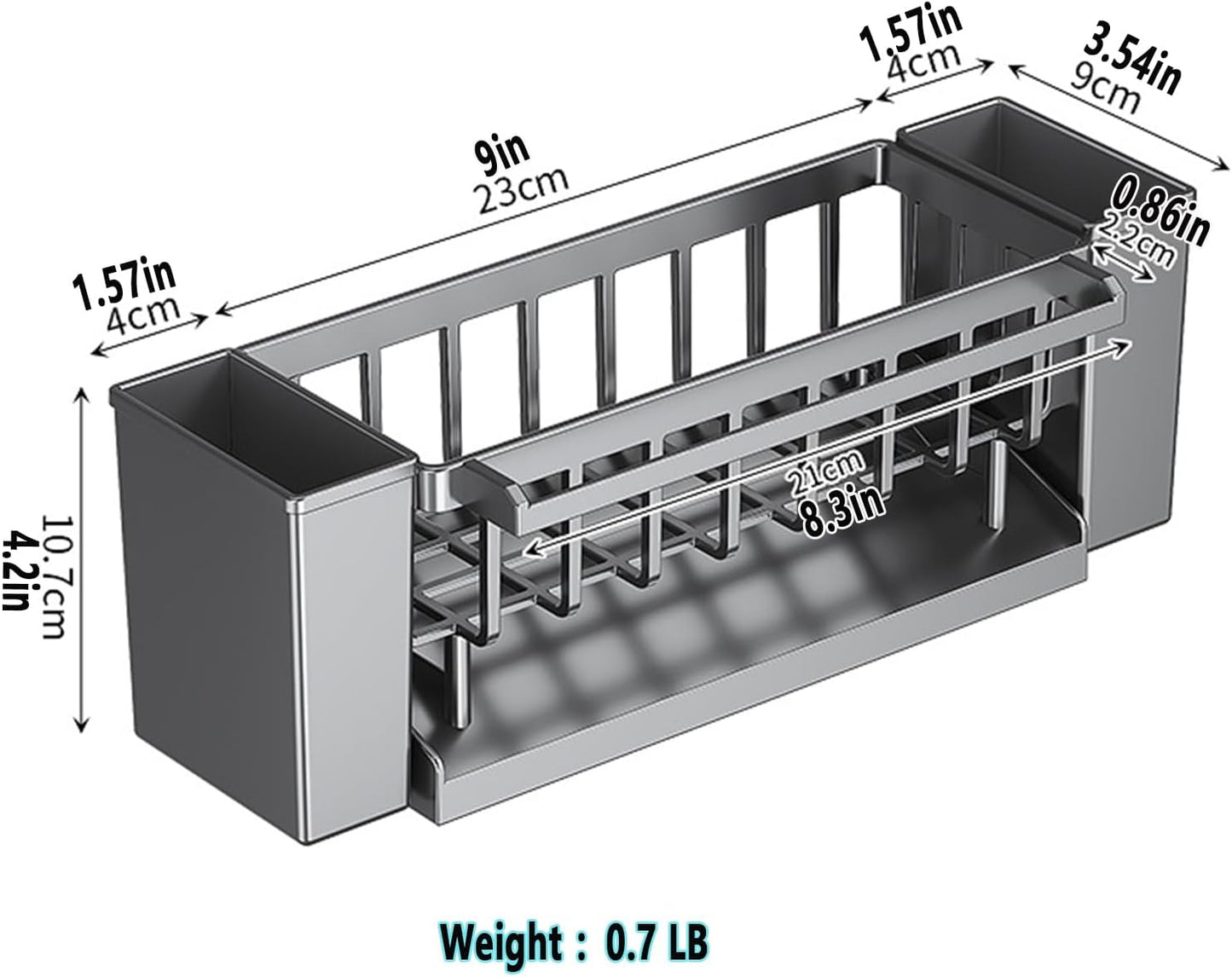 Utensil Holder, 3 Compartments Utensil Drying Rack, Dish Drainer for Kitchen Counter,Kitchen Utensils Holder with Towel Bar,Self-Draining Tray Design(Gray)