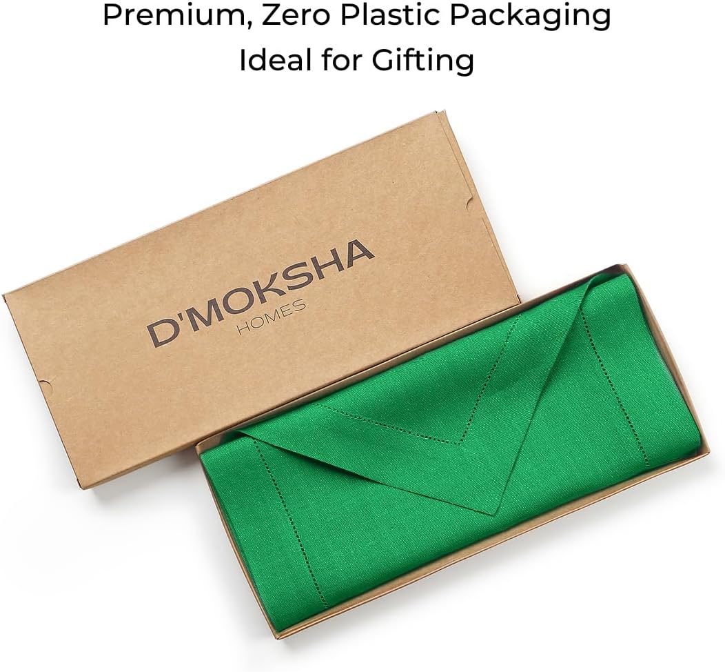 D'Moksha Homes Kelly Green Linen Table Runner 72 Inches Long - 100% Pure Linen Diamond Table Runner 14 x 72 Inch for Dining, Fall and Halloween - Machine Washable