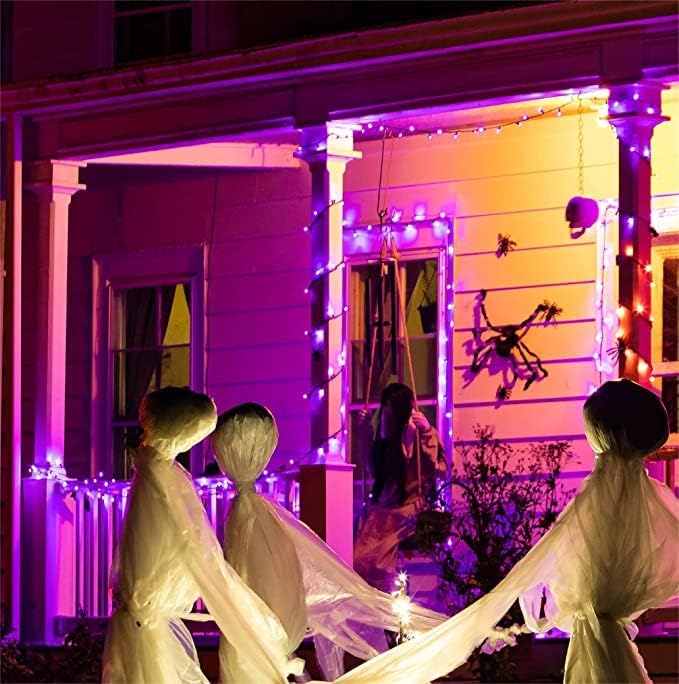 Brown Wire, Purple Incandescent Bulb 300(150L*2pcs) Mini String Lights for Indoor Halloween Tree Home Party Festival Decoration