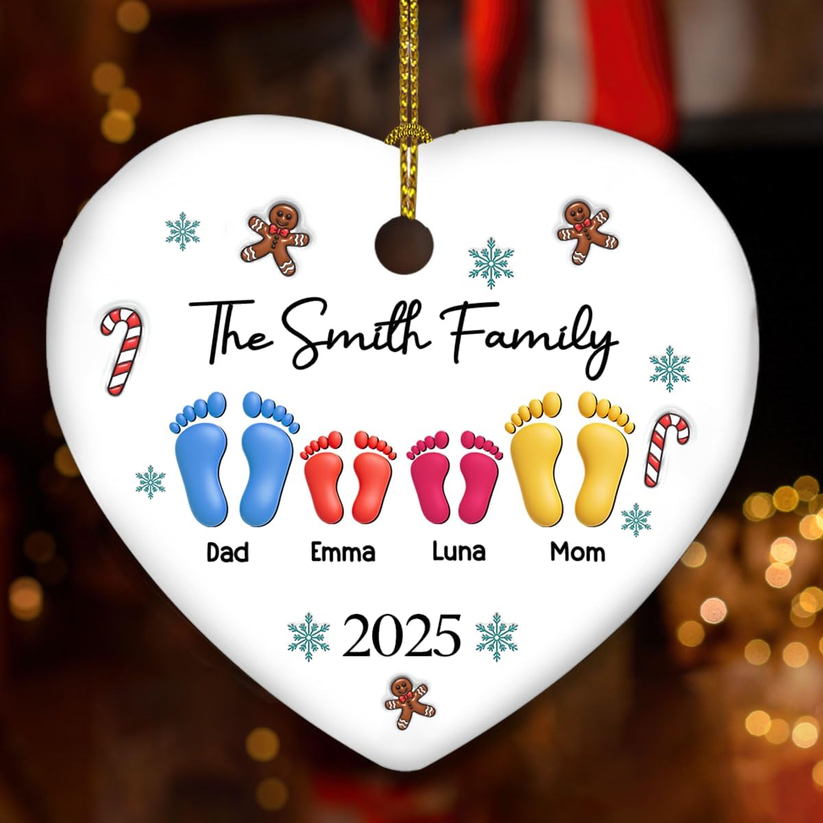 Personalized 3D Effect Ceramic Ornament β Gift for Family Members and Home Decor, Family Together Christmas 2025 Ornament