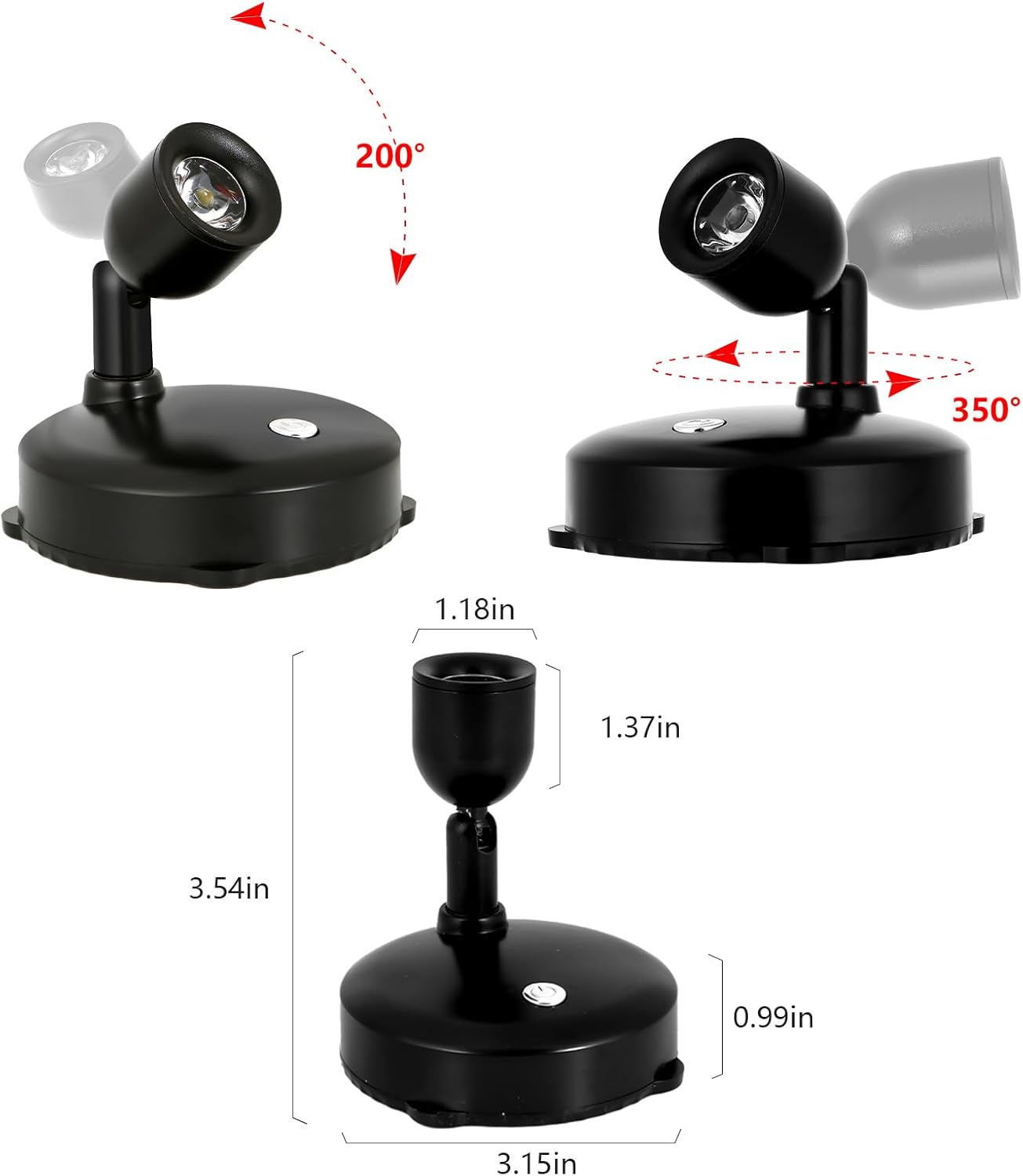 Cordless Spotlight Battery Operated, LED Plant Light, Dimmable Accent Light with Remote, Indoor Display Up Lighting for Picture Photo Tree Dartboard Wall Decor Painting Artwork Portrait