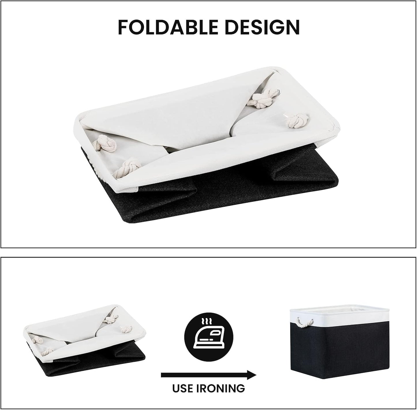 Bidtakay Black Storage Bins Storage Baskets for Shelves Decorative Basket Set of 2 Fabric Cloth Bins for Organizing 16x11.8x11.8 in Large Tall Baskets with Soft Handles for Home Office Living Room