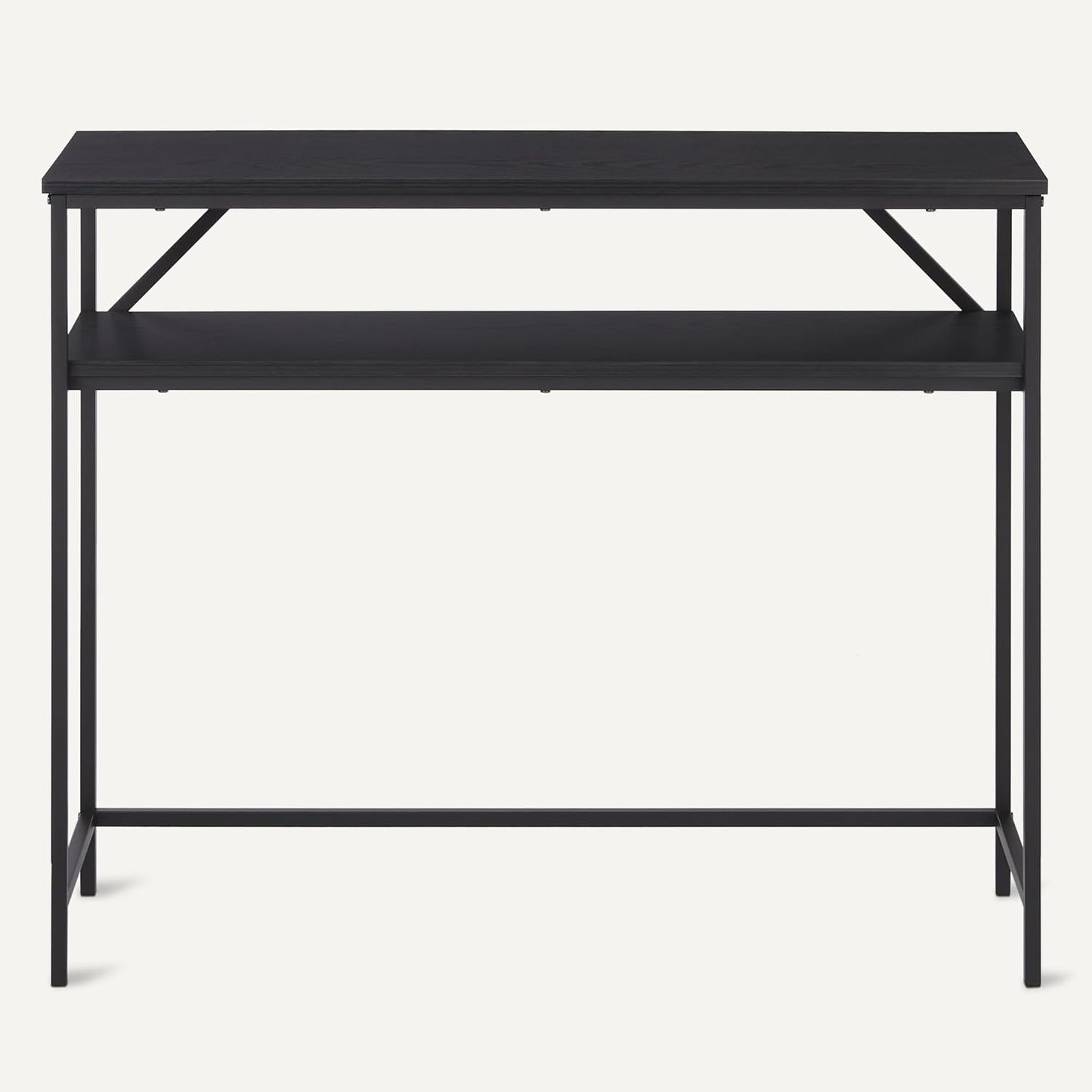 Amazon Basics Rectangular Console Table with Storage Shelf, Steel Frame, 39x31x11.8 in, Black