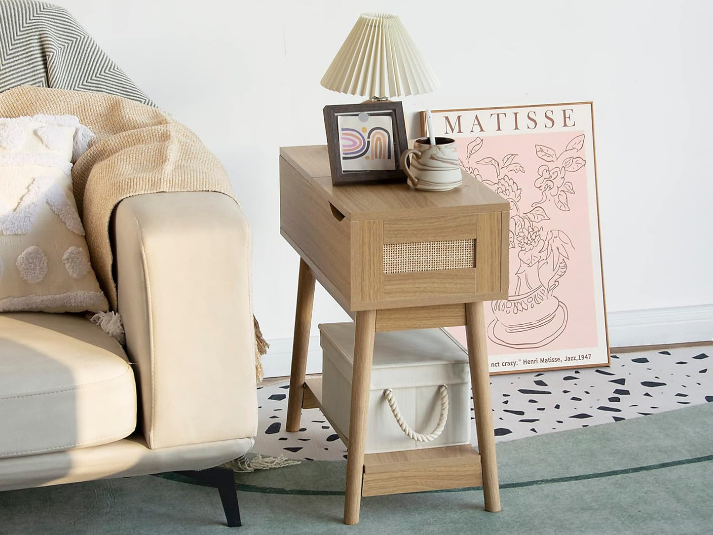 StorageWorks Storage Bins with Lids, Decorative Storage Boxes with Lid and Soft Rope Handles, Foldable Storage Baskets for Closet, Shelves, Stackable, Ivory and White, Medium, 3-Pack