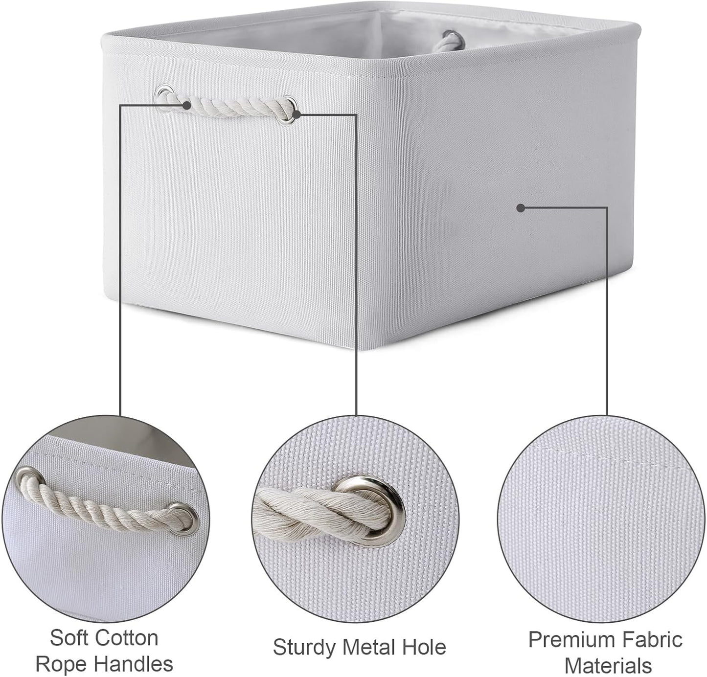 TheWarmHome Fabric Storage Bin, Large 1 Pack 15.7L*11.8W*8.3H Storage Basket for Home Storage and Organization, Shelf Basket with Cover for Living Room Bedroom Closet(White