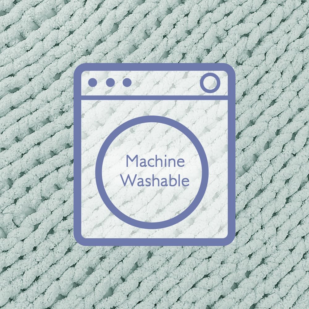 Bigacogo Chunky Knit Throw Blanket for Couch, 40x80 inches, 100% Hand Knitted with Thick Jumbo Chenille Yarn, Cozy Soft Large Rope Knot Cable Crochet Blankets for Sofa Bed Living Room, Mint