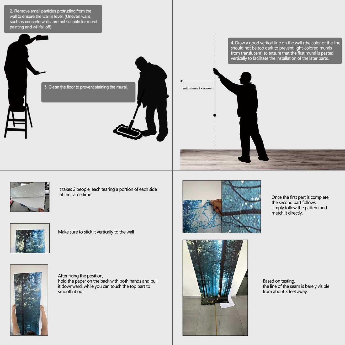 Forest Landscape Wall murals Woodland Tree Peel and Stick Wallpaper for Bedroom Living Room - 96"x137"