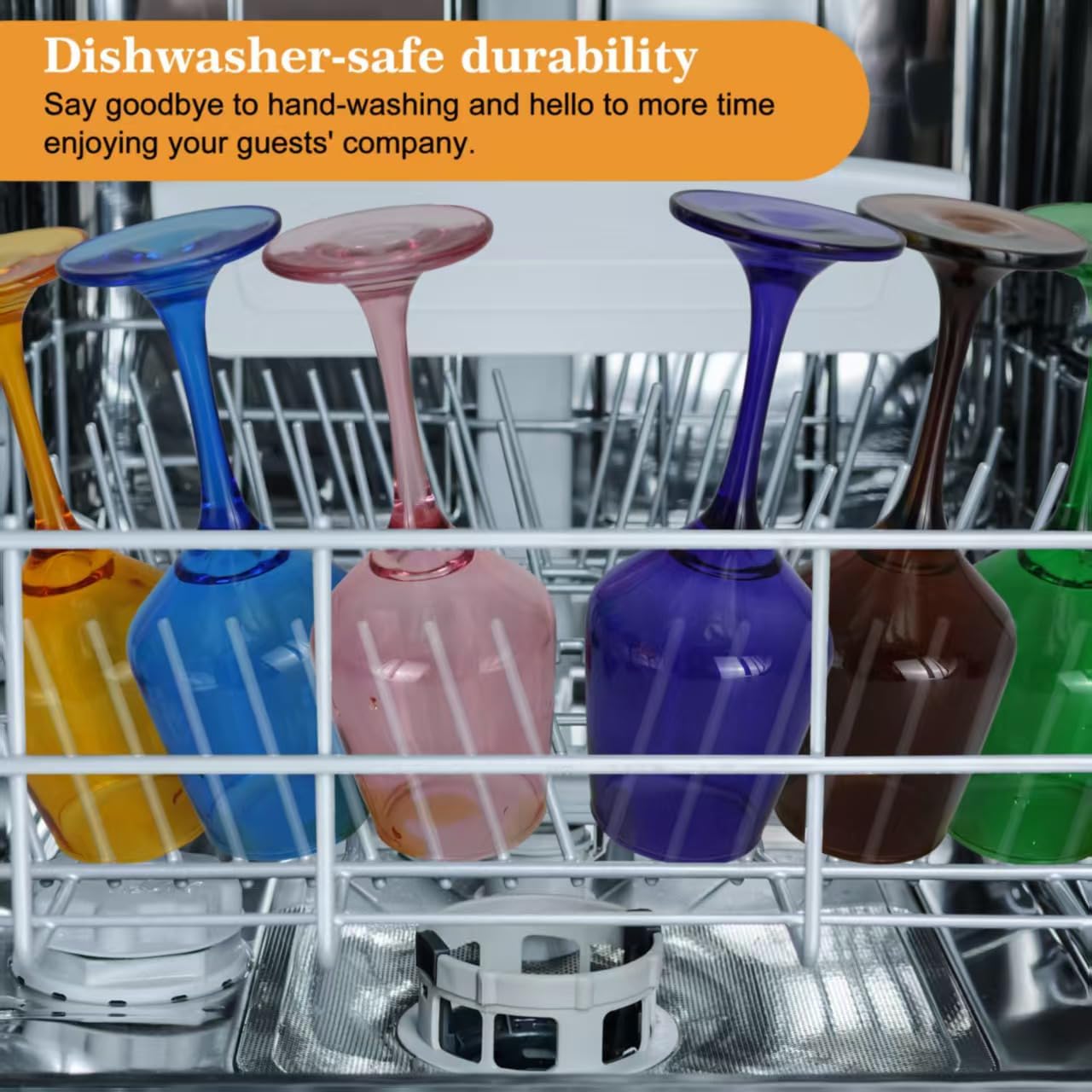 Colored Wine Glasses Set of 6-12oz Colorful Long Stem Wine Glass Cups, Multi Color Pretty Crystal Glassware, Hand Blown Goblets Drinkware, Unique Drinking Stemware Holiday Gift Set for Women