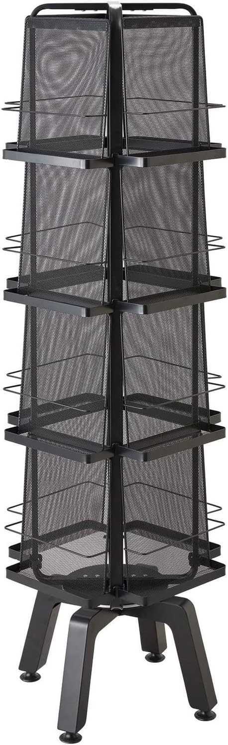 Safco Onyx Rotating Mesh Magazine Holder, Display Rack with 16 Pockets, Brochure Organizer, Commercial-Grade Steel Construction, Black