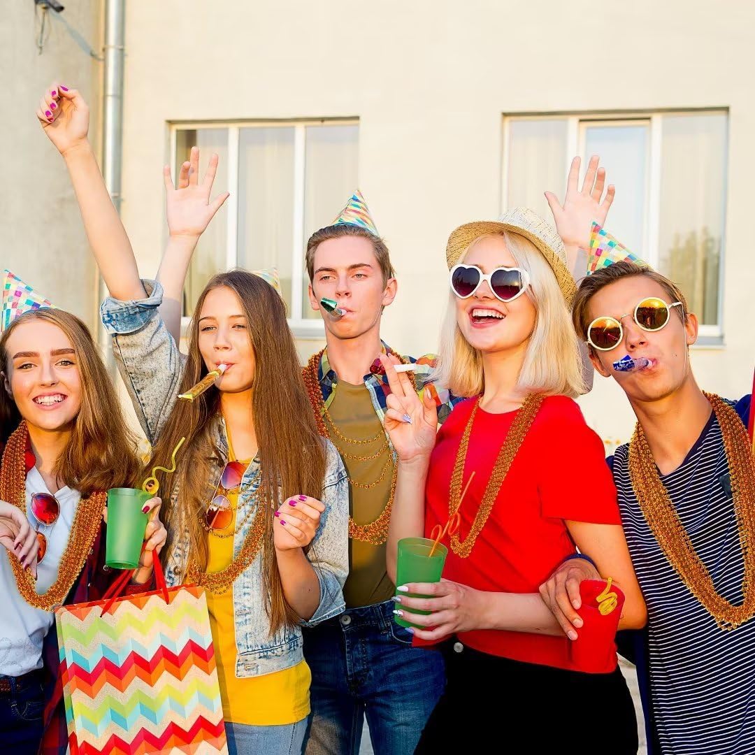 50PCS Bead Necklace, Orange Bead Necklaces Party Favors Bulk, 33" Mardi Gras Necklaces, Festival Parade Throw Accessories for Mardi Gras Halloween Wedding Party Celebrations Decorations