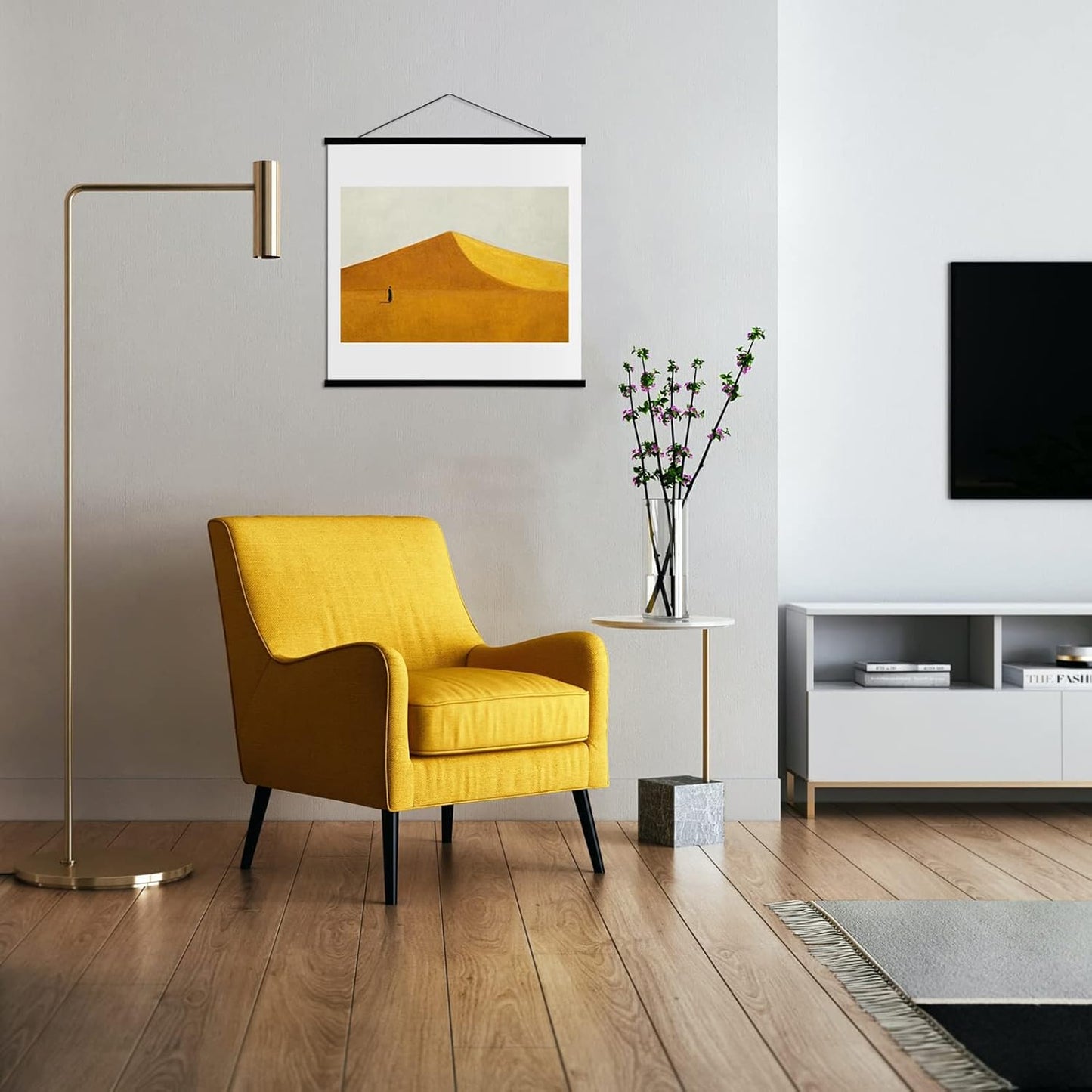 FALAMON Magnetic Poster Hanger Frame, 22x34 22x28 22x14 Teak Wood Magnet Poster Frame for Posters, Prints, Photos, Pictures, Maps, Scrolls, and Canvas Artwork(Black, 22")