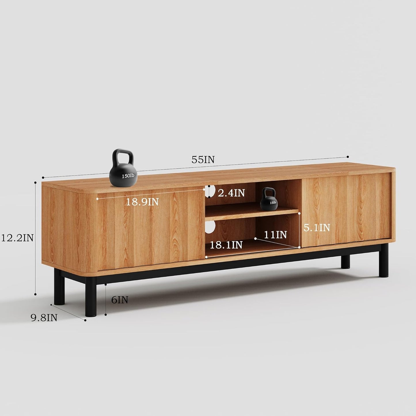 Brown Mid Century Modern TV Stand, Wood Fluted Living Room TV Stands with Storage Sliding Doors, Desert-Inspired Design MCM Entertainment Center for 55 60 65 70 75 55+ 60+ 65+ 70+ Inch