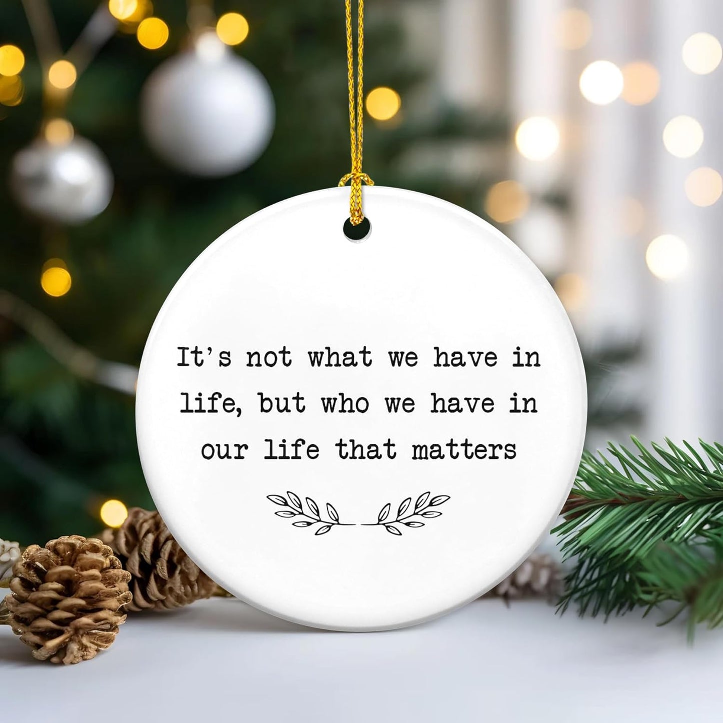 TEEZWONDER Inspirational Gifts for Women Men - Ceramic Christmas Ornaments 2025 for Tree Decorations - Mom Dad Gifts for Sister Brother Grandma Grandpa, Friend Gift Ideas