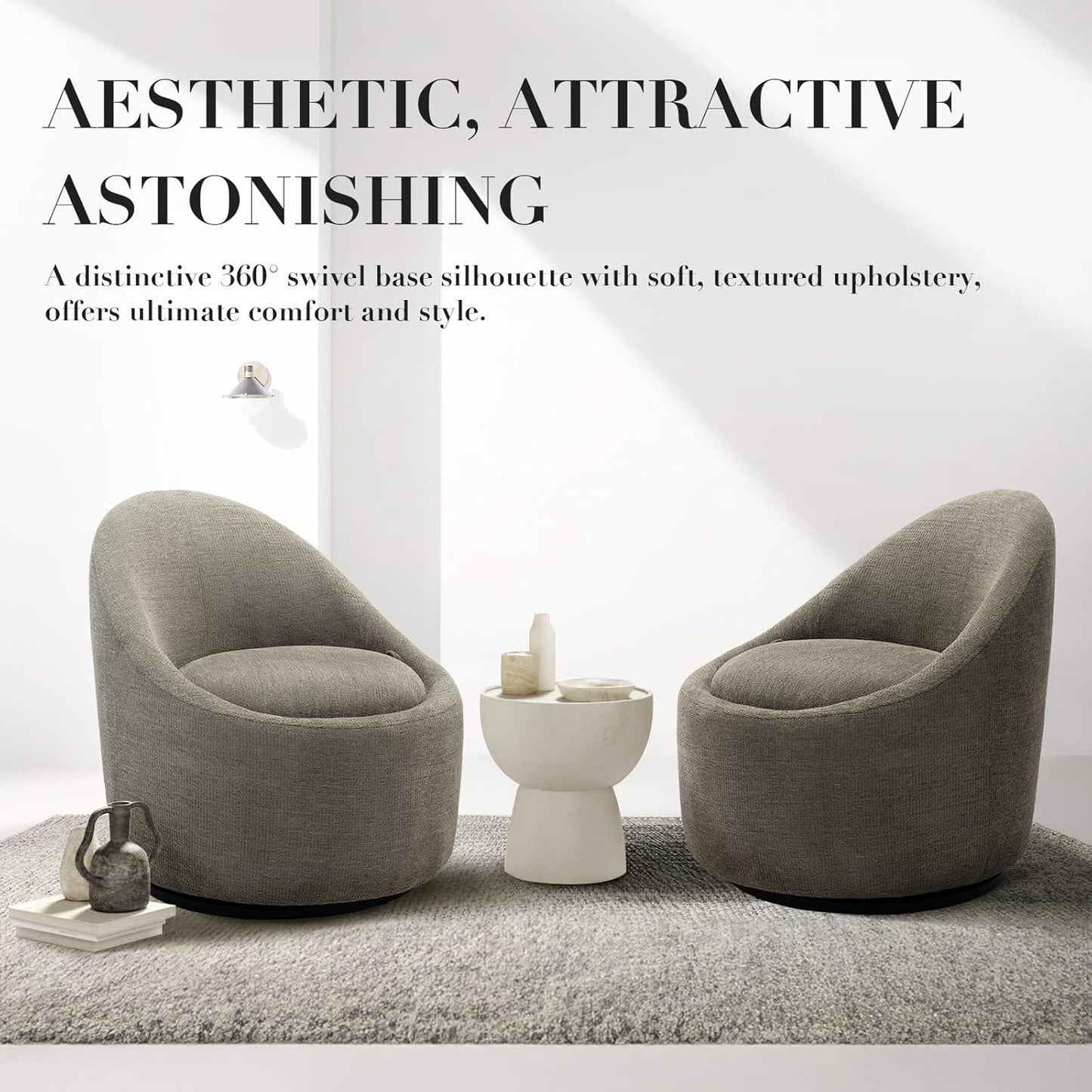 COLAMY Swivel Accent Chair, 360° Swivel Chair with Hidden Storage, Modern Small Barrel Swivel Armchair for Living Room/Bedroom, Green