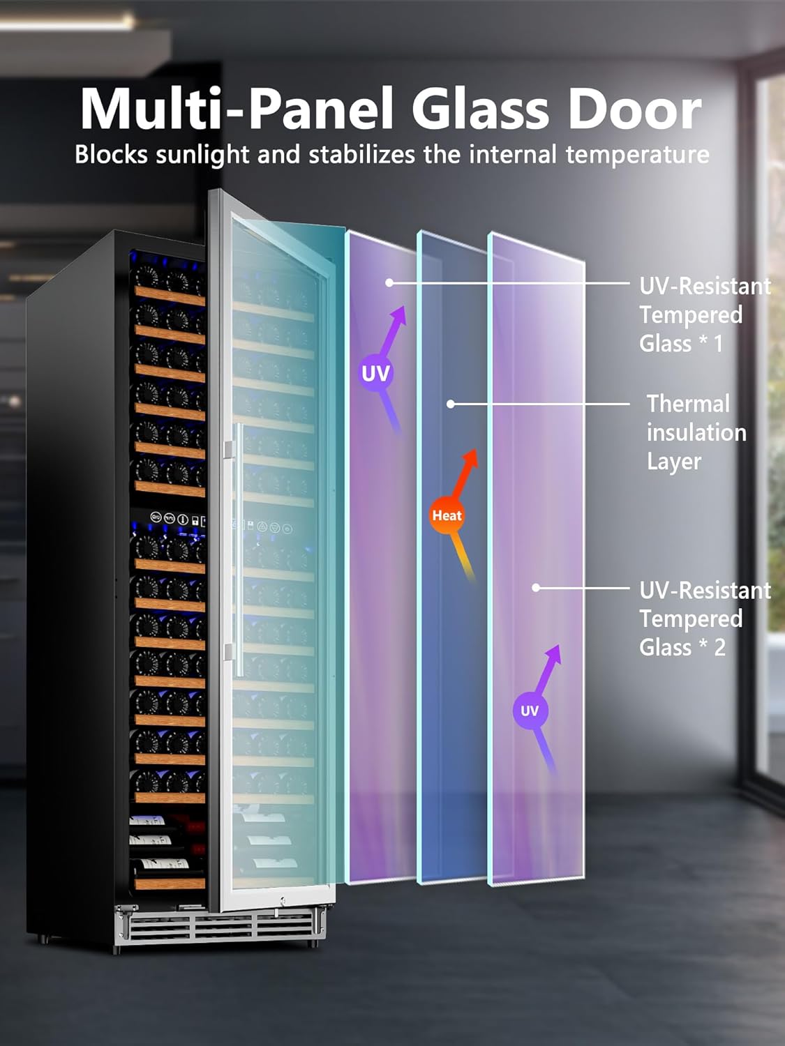 154 Bottle Wine Refrigerator, 24 Inch Wine Fridge Dual Zone with Adjustable Shelf, Wine Cooler with Double Pane Glass Door, Advanced Temp Control, Low Noise, Wide Large Wine Cooler Refrigerator