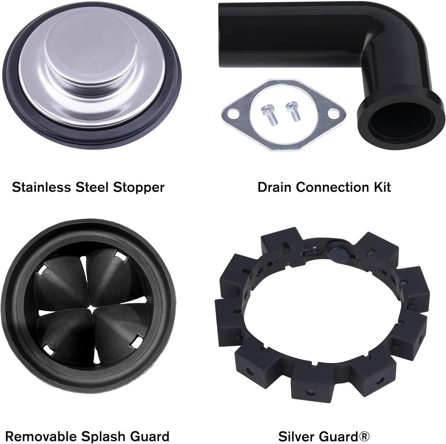 Waste Maid 10-US-WM-458-SL-3B Garbage Disposal Anti-Jam Stainless Steel Food Waste Grinding System, 3/4 HP Slim Line, Black