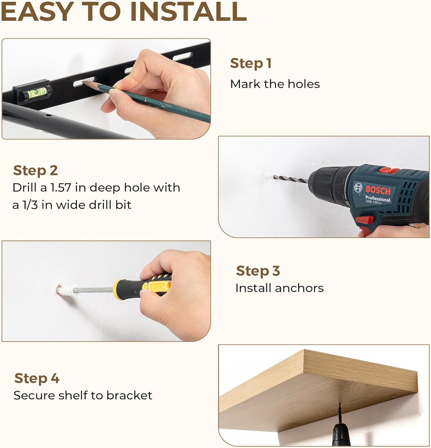 Dreamland 55 Inches Floating Shelves for Wall, 9.3" Deep Long Floating Shelves Set of 1, Large Display & Storage Shelf, Wall Shelf for Bathroom Bedroom Living Room Kitchen Office, Oak