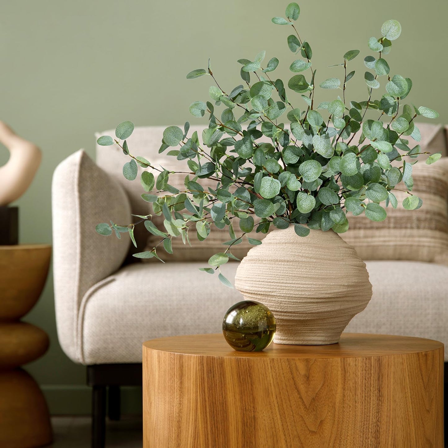 6Pcs Faux Eucalyptus Stems, 27" Artificial Eucalyptus Plants with White Frosted Coating, Fake Eucalyptus Decor Silk Greenery Leaves for Wedding Bouquets Home Decor DIY Floral Arrangements