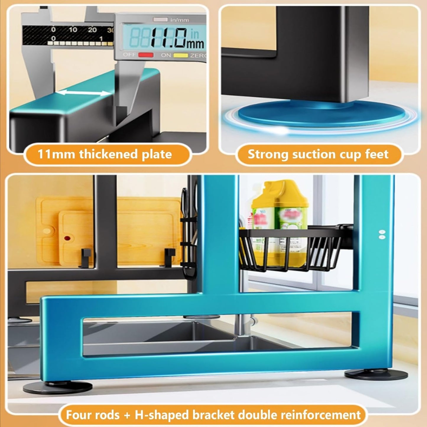 Home Furnishing Over The Sink Dish Drainer Drying Rack 3 Tier Over Sink Dish Rack for,oversink Dish Dry Rack,Space Saving Dish Drying Rack,Kitchen Sink Organizer countertop(White,105cm/41.3in)