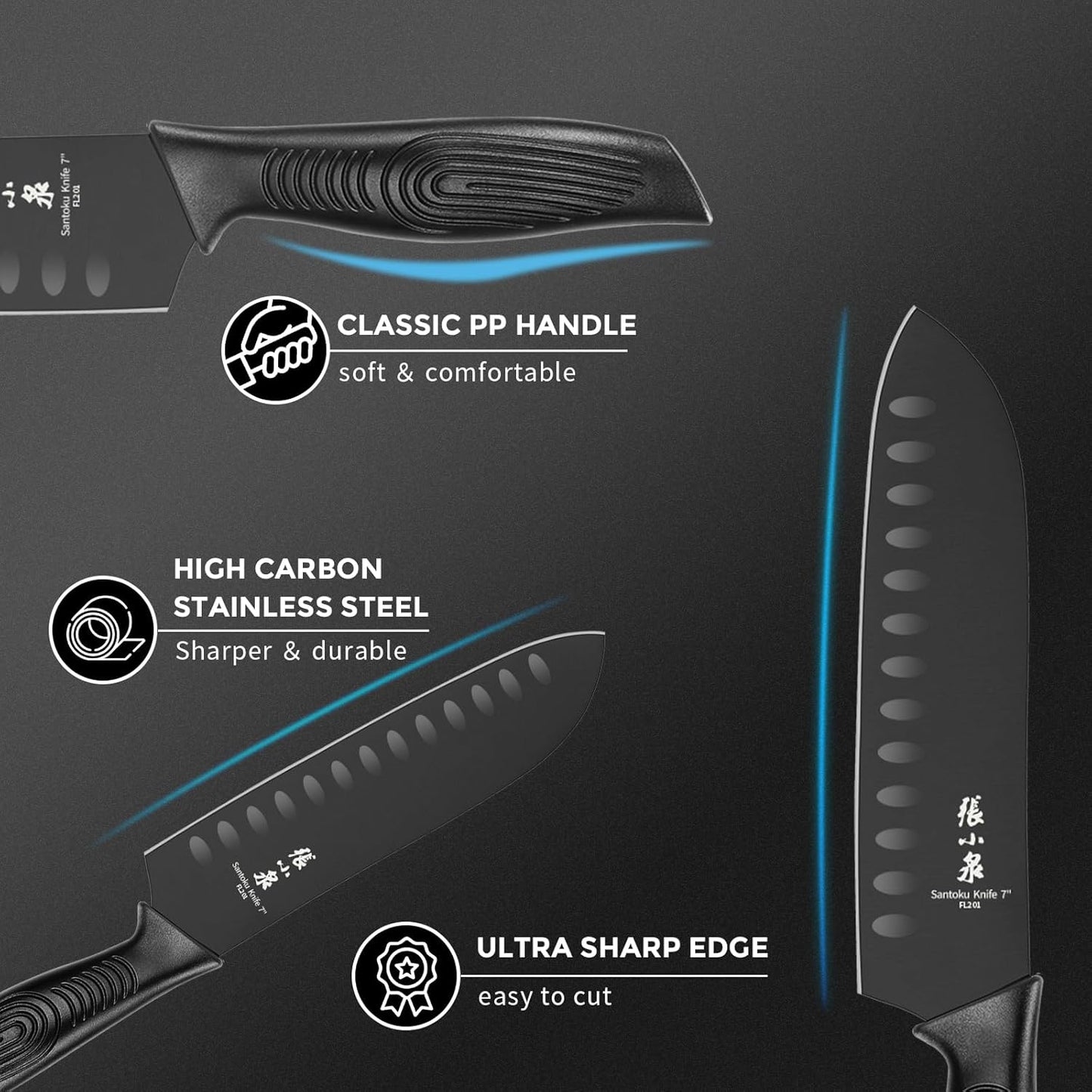 ZHANG XIAO QUAN SINCE 1628 15Pcs Knife Sets for Kitchen with Block,Knife Set with Built-in Sharpener Dishwasher Safe(Master A)