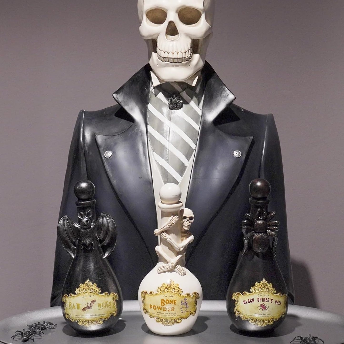 Cynkeyee Halloween Decorations Indoor Potion Bottles - Resin Bat Spooky Home Décor Halloween Decorative Potion Bottles Scary Halloweens Yard Party Decorations 4.25 * 4.25 * 9.5 Inch