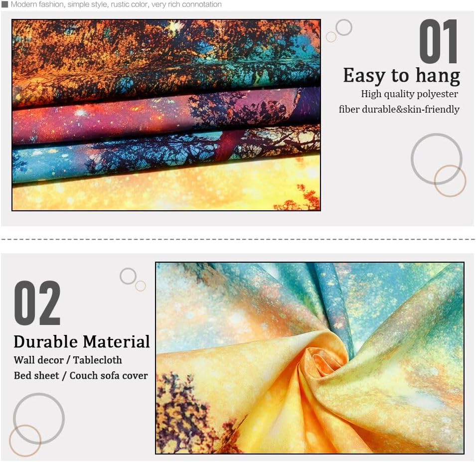 Amhokhui Colorful Forest Tapestry Nature Landscape Tapestry Mysterious Sky Tapestries Psychedelic Aesthetic Starry Night Tapestries Trippy Galaxy Space Wall Hanging Decor for Home